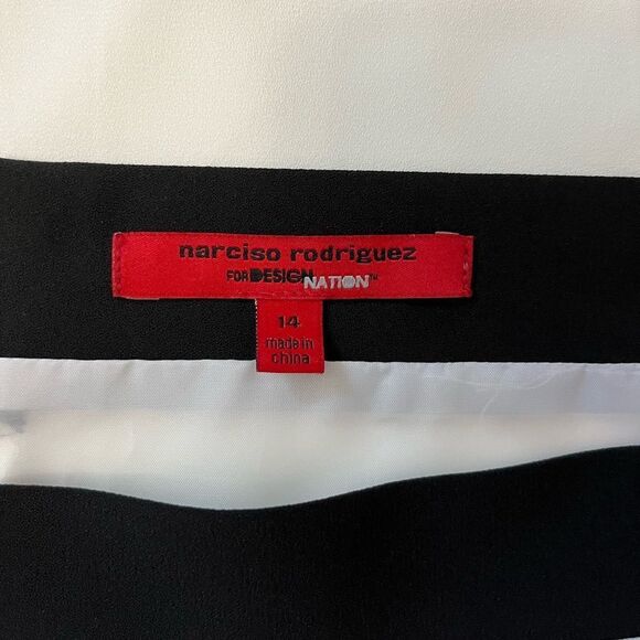 🟢Narciso Rodriguez Black Ivory Grey Color Block Pencil Mini Skirt Size 14 - Picture 8 of 9